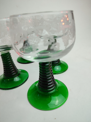 4 German Roemer Wine Glass Goblets.