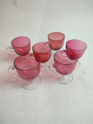 5 Victorian Cranberry Custard Glasses.