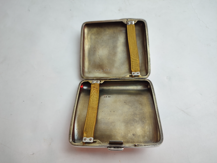 Sterling Silver Cigarette Case Dated 1927.