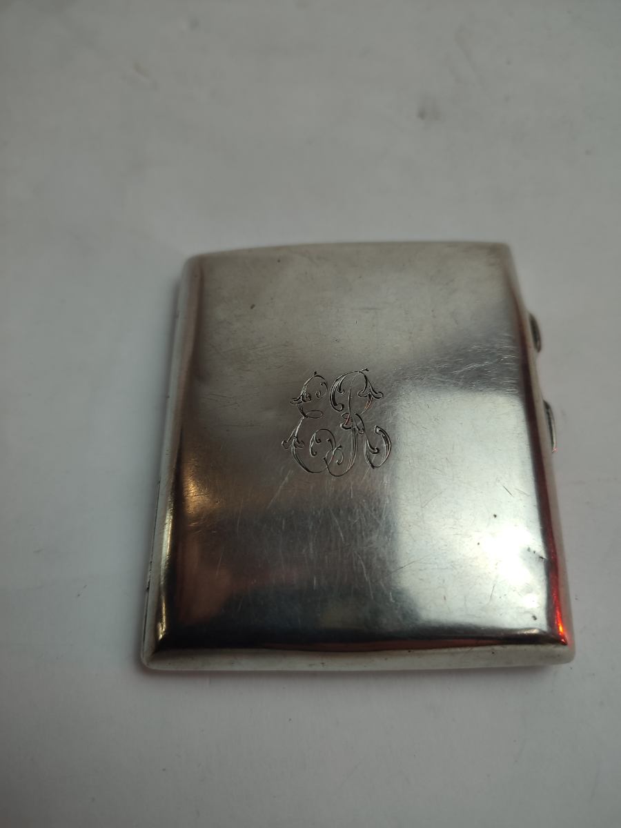 Sterling Silver Cigarette Case Dated 1918.