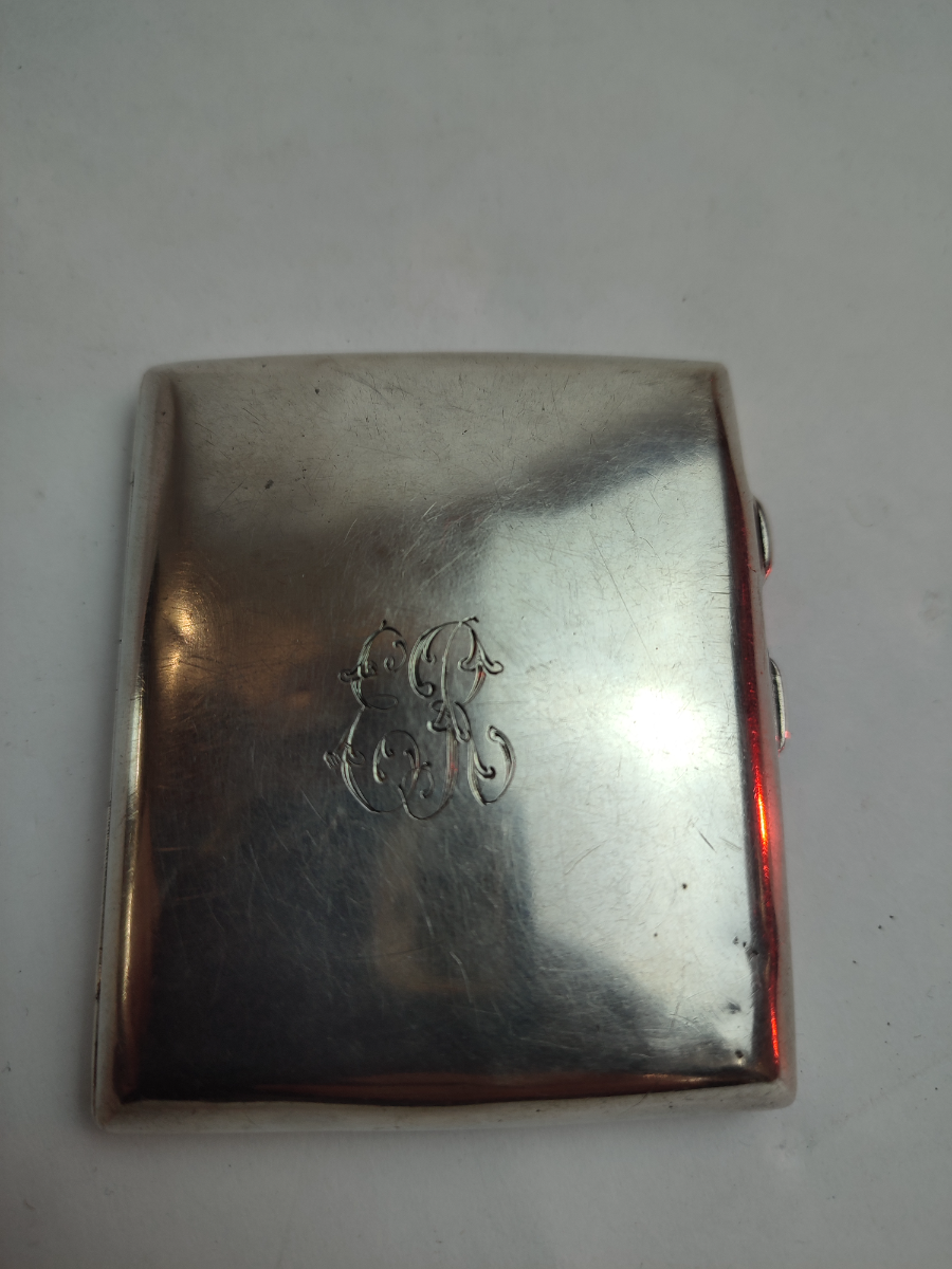 Sterling Silver Cigarette Case Dated 1918.