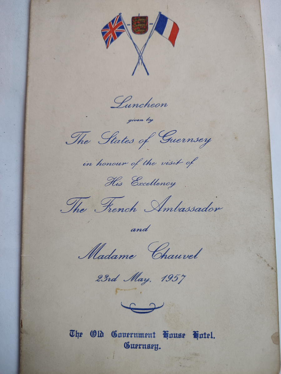 Discover rare lunch menus from diplomatic visits to Guernsey, including Princess Margaret's luncheon. Shop now to add a touch of history to your collection!