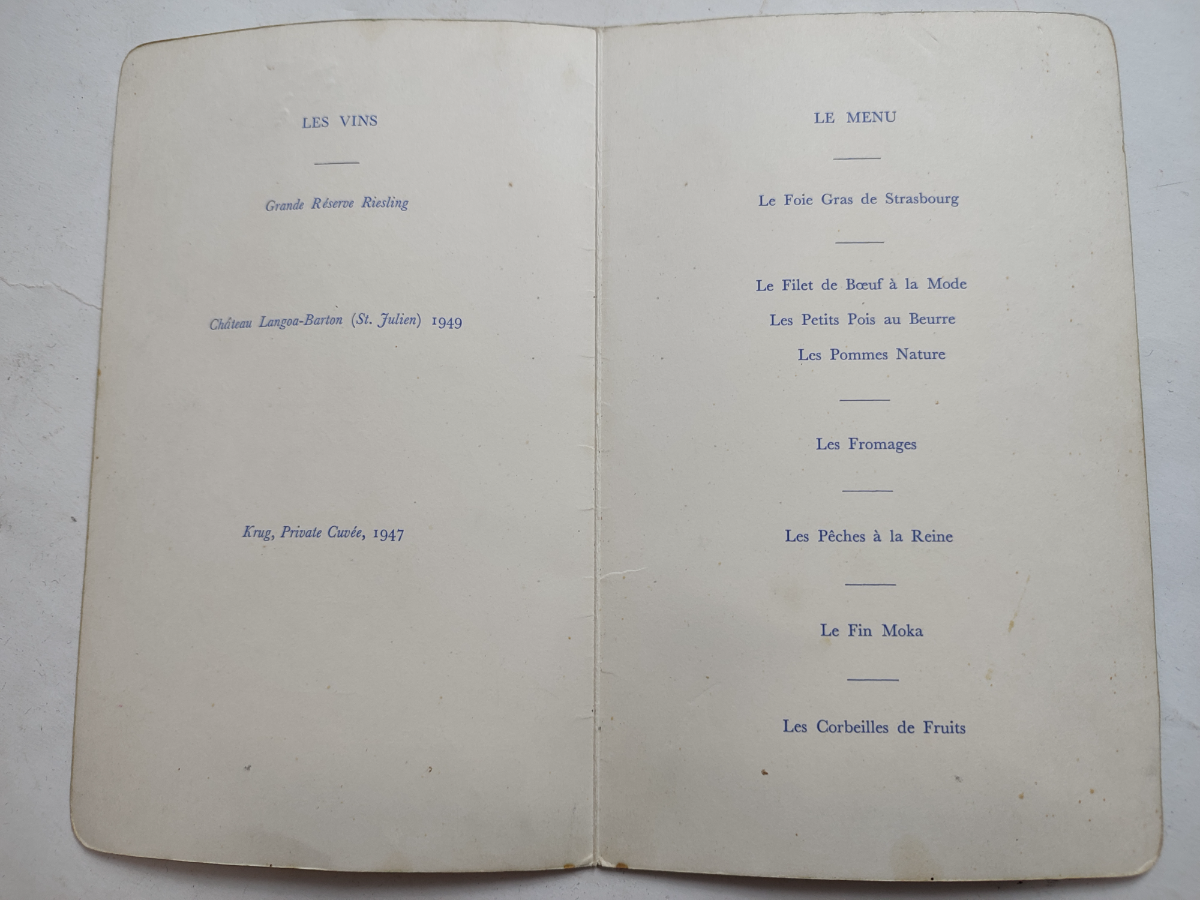 Explore the historic Guernsey lunch menu from 1957 honored by Queen Elizabeth II's visit. Get the unique product at the Old Government House Hotel today!