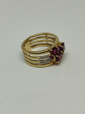 Discover our stunning 9ct gold diamond and garnet dress ring, hallmarked in Birmingham 2009. Weighing 4.3g, it's a perfect size N. Shop now for unique elegance!