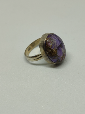 Silver Ring With Copper Charoite