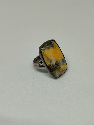Discover our stunning Silver Ring, featuring Indonesian Bumble Bee Jasper in size K. Order now for a unique addition to your jewelry collection.