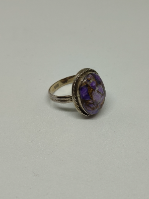 Silver Ring with Copper Charoite
