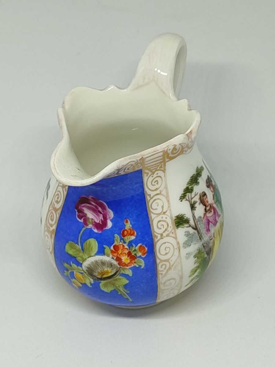 Explore our fine collection of 19th century Dresden jugs. Perfectly preserved, 8.5cm high. Add historical beauty to your ceramics collection today.