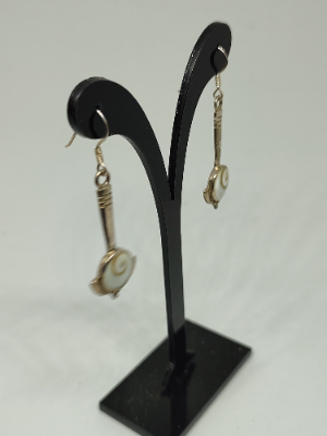 Handmade 925 Silver Earring Drop With Mother Of Pearl