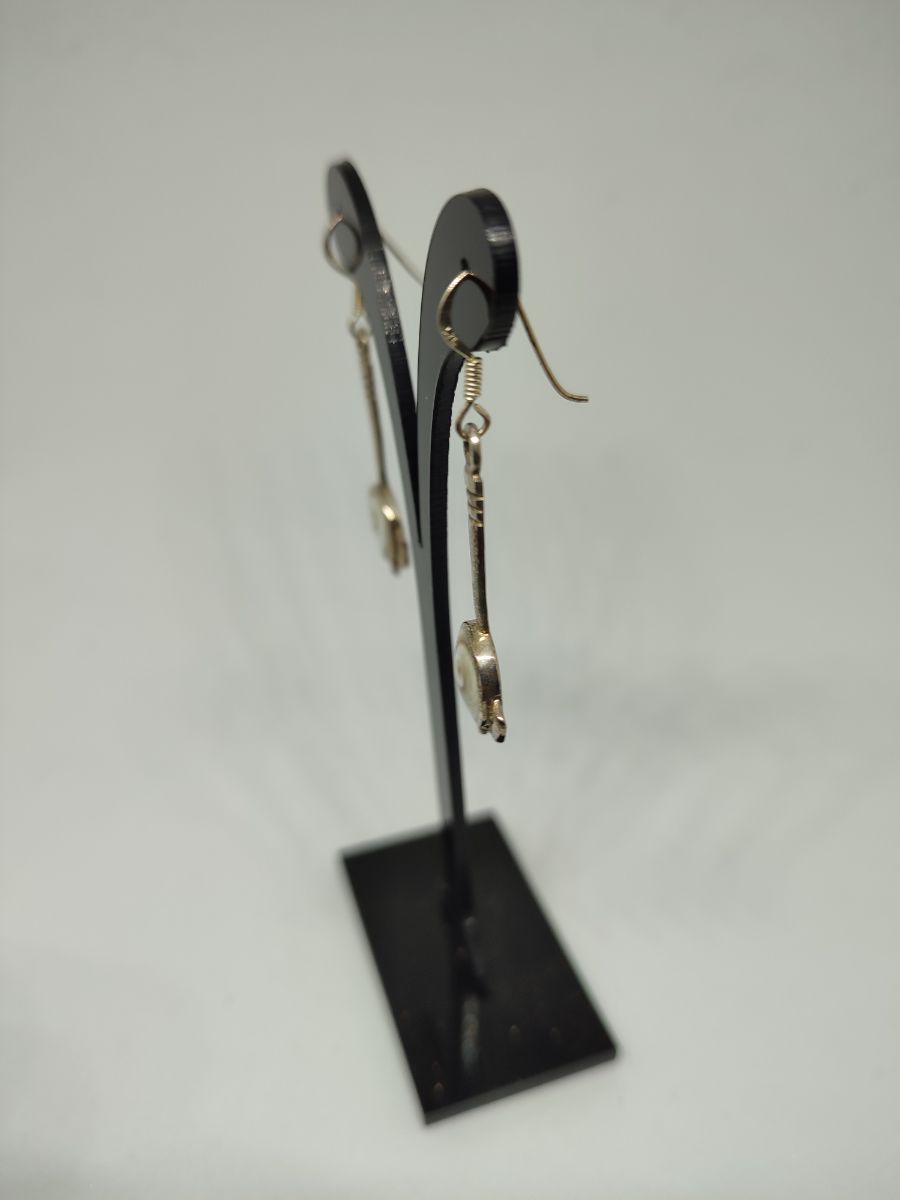 Handmade 925 Silver Earring Drop With Mother Of Pearl