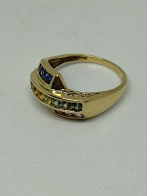 9ct Gold Multi Coloured Sapphire Ring.