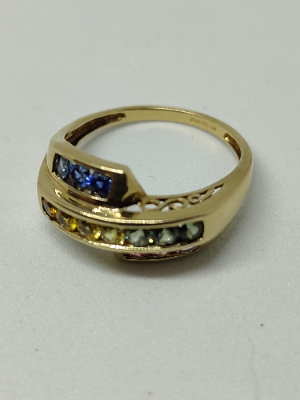 9ct Gold Multi Coloured Sapphire Ring.