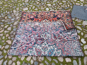 Browse our collection of Bakhtiari rugs, featuring a unique floral design and geometric borders. Measuring 50"x78". Shop now, enhance your space!