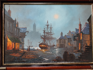 Discover The Old Custom House, an oil on canvas masterpiece by Scottish artist, Donald MacLeod. Dive into the rich history of art from Cornwall, buy now!