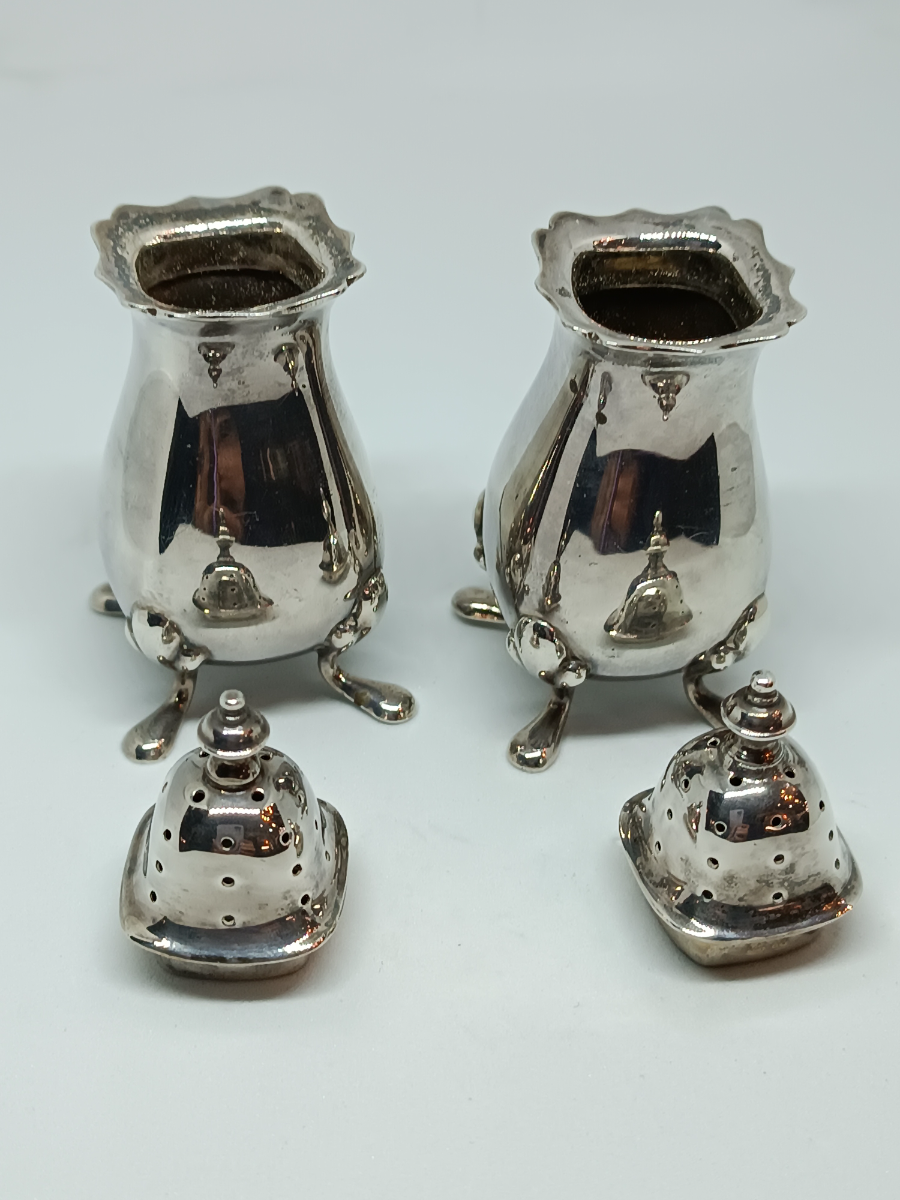 Pair Of Sterling Silver Cruet Set By Adie Bros. Ltd