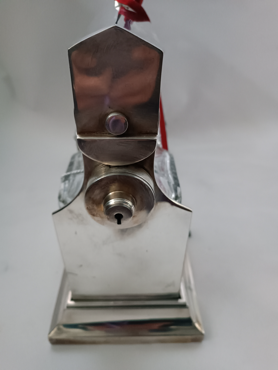 Edwardian Three Silver Plated Tantalus With Key