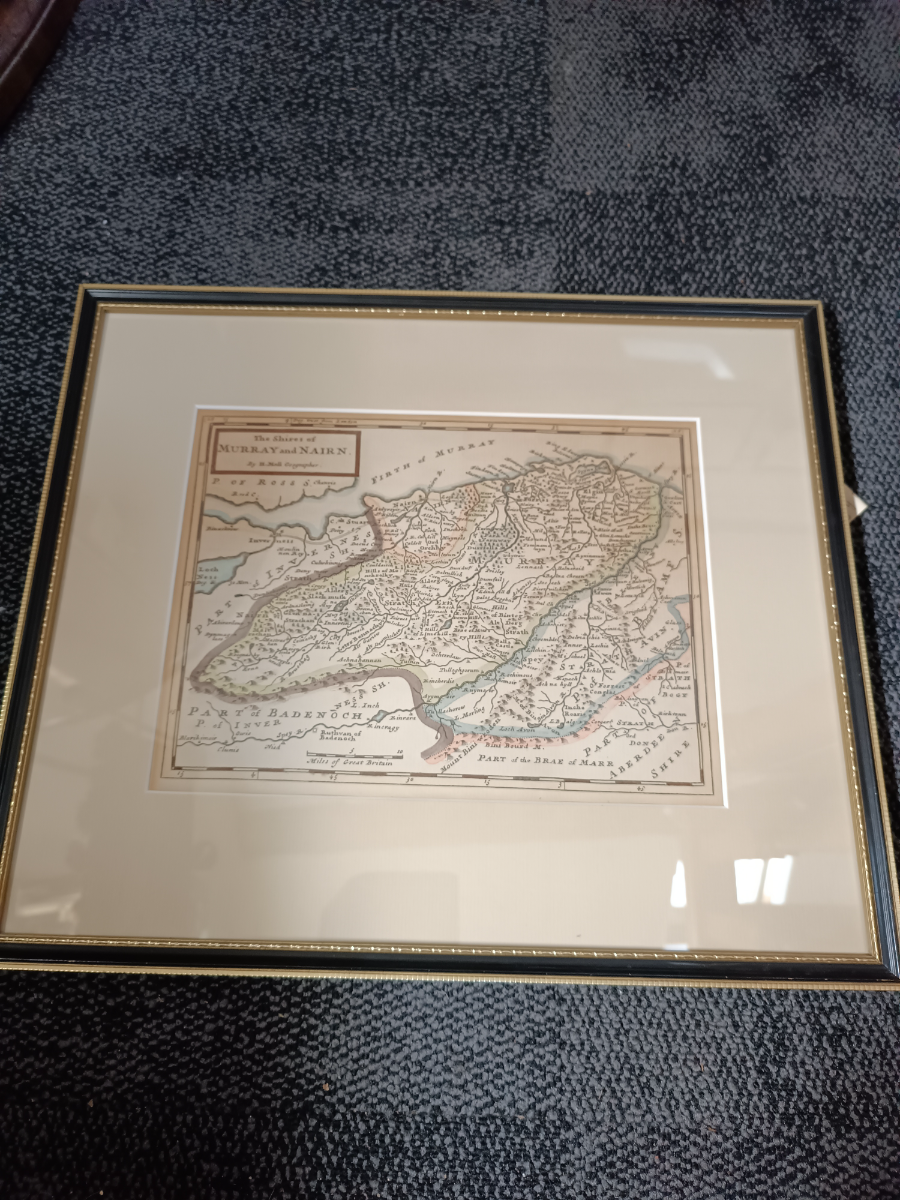 Explore our collection of antique maps, including the 1725 Shires of Murray and Nairn by H. Moll. Perfectly sized at 41x35 cm. Shop now!