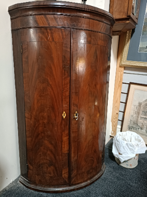George III Mahogany Bow Fronted Corner Cupboard