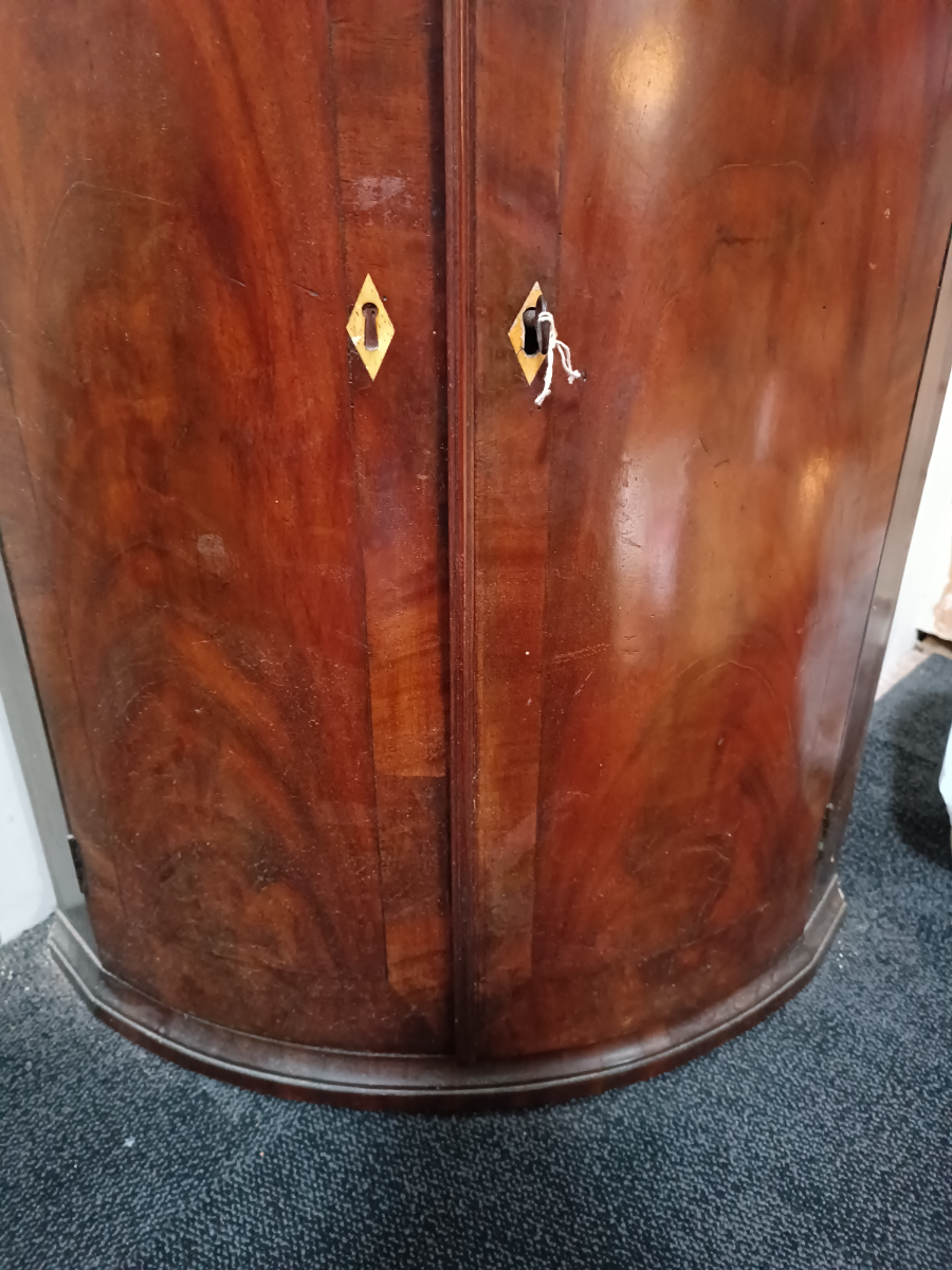 George III Mahogany Bow Fronted Corner Cupboard