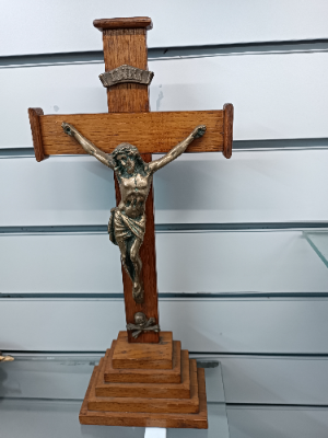 Antique 19th Century Wooden Standing Crucifix