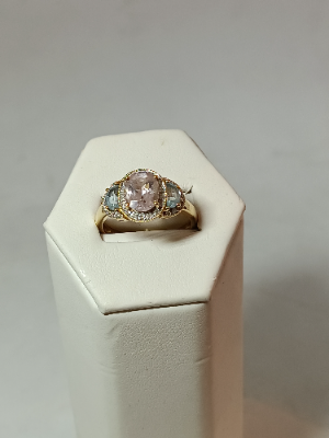A 9ct Gold Morganite, Aquamarine And Diamond Dress Ring