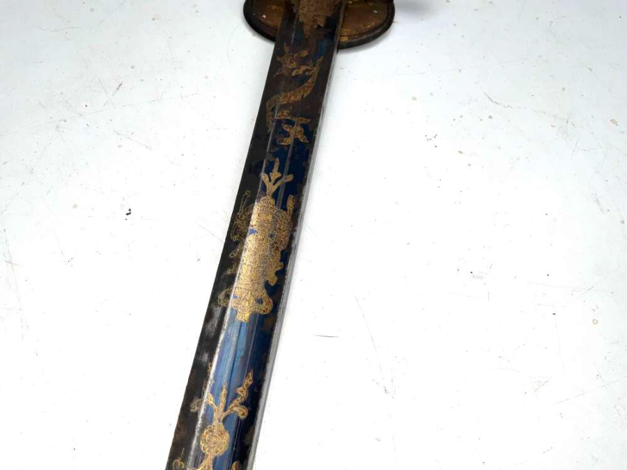 1786 Pattern Blue Gilt Bladed British Officer’s Spadroon Sword & Scabbard