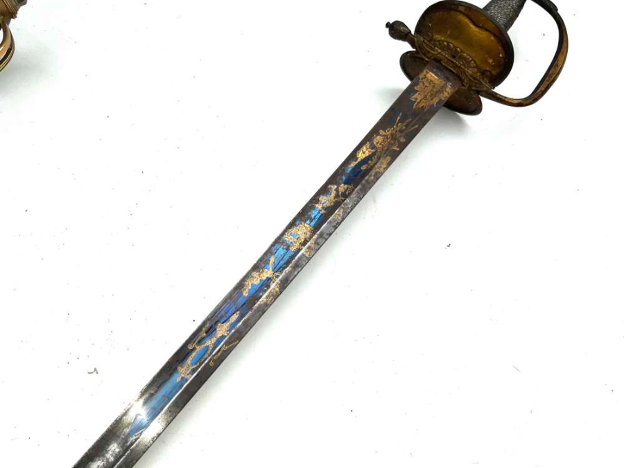 1786 Pattern Blue Gilt Bladed British Officer’s Spadroon Sword & Scabbard