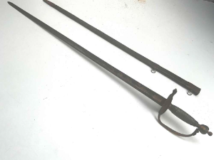 Untouched for many a year, will need some restoration to make pristine, a completely genuine rare sword, length in total being 98cm length across guards 14cm depth of 10cm, reference DBSD4  Tel: +44 7505 165 843 We accept online payments for all our items listed: Bank transfer cash on collection or if wishing over the phone using your debit or credit cards, also doing layby payments plan, or email giving your address details & contact number and we shall send you your items invoice to make payment with your card. Send your request to - john.strong2@gmail.com