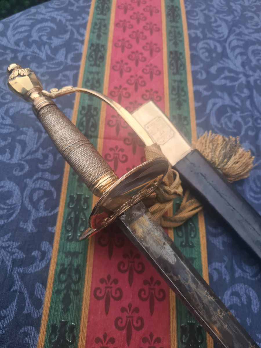 Discover our selection of 1800-era swords, featuring a pristine 1796 Infantry Officers blue gilt sword by S. Brunn. Restored scabbard included. Shop now for this piece of history!