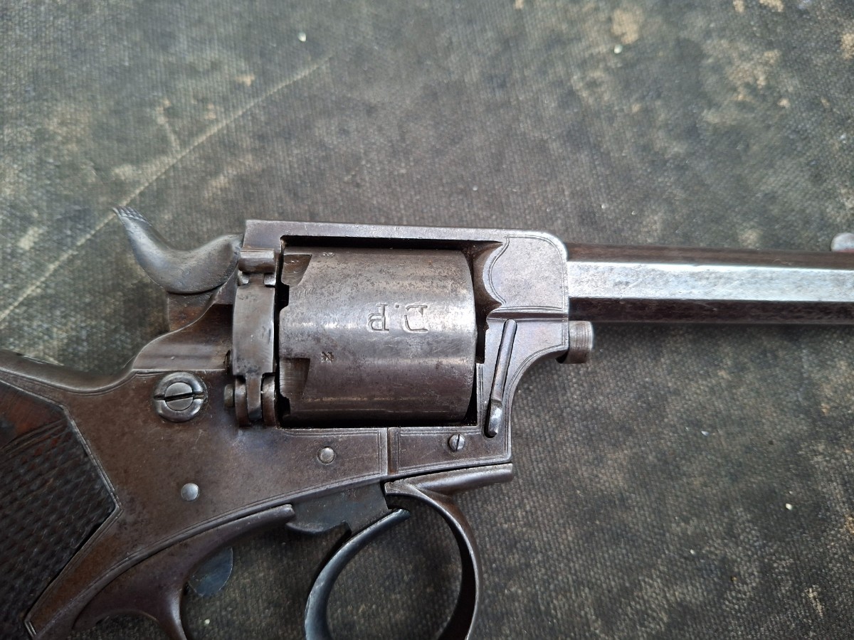 Discover our rare .38 5 round rimfire Tranter revolver, circa 1868/70 by Perrins and Sons. Shop now for this unique piece of history. Must be 18 to purchase.