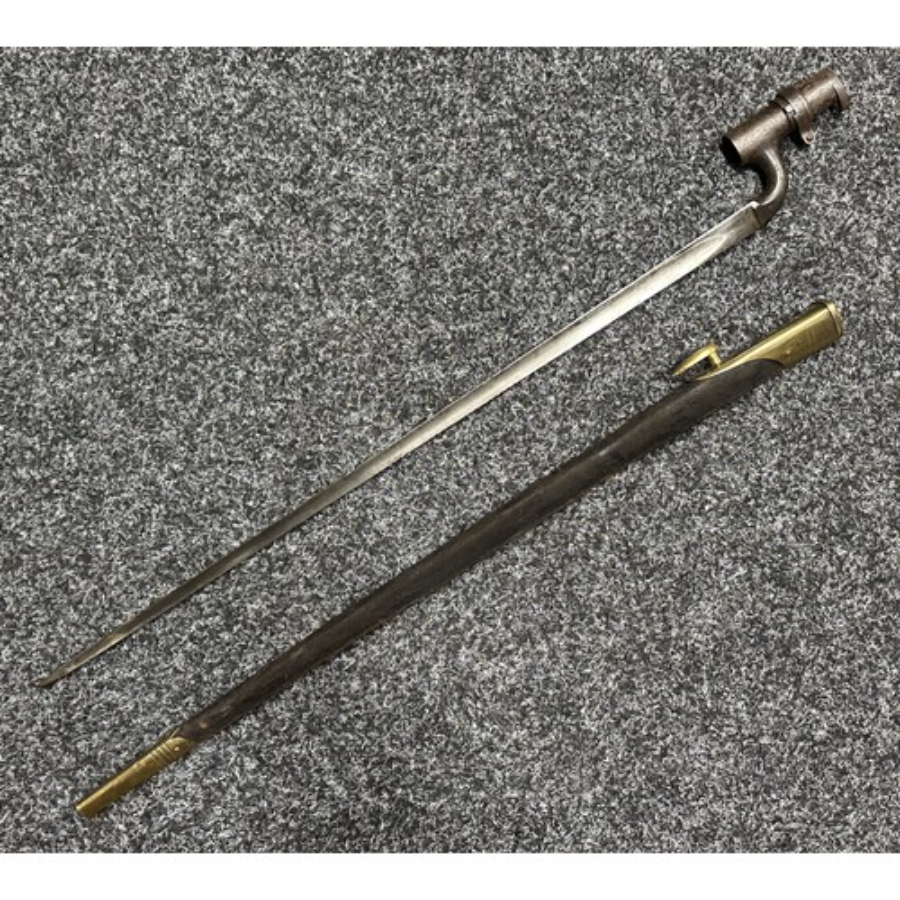 A lovely 1876 Martini Henry socket bayonet with a scabbard has sold out. It bears service stamps and is WD marked, inspected by Enfield.