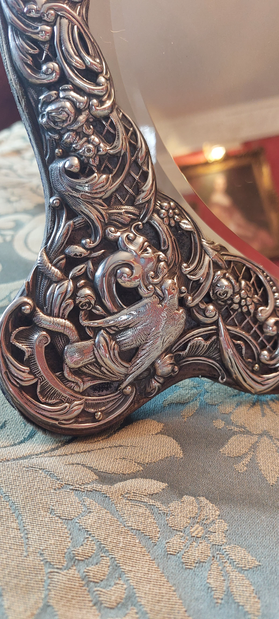 1896 Antique British William Comyns Silver Dressing Table Mirror