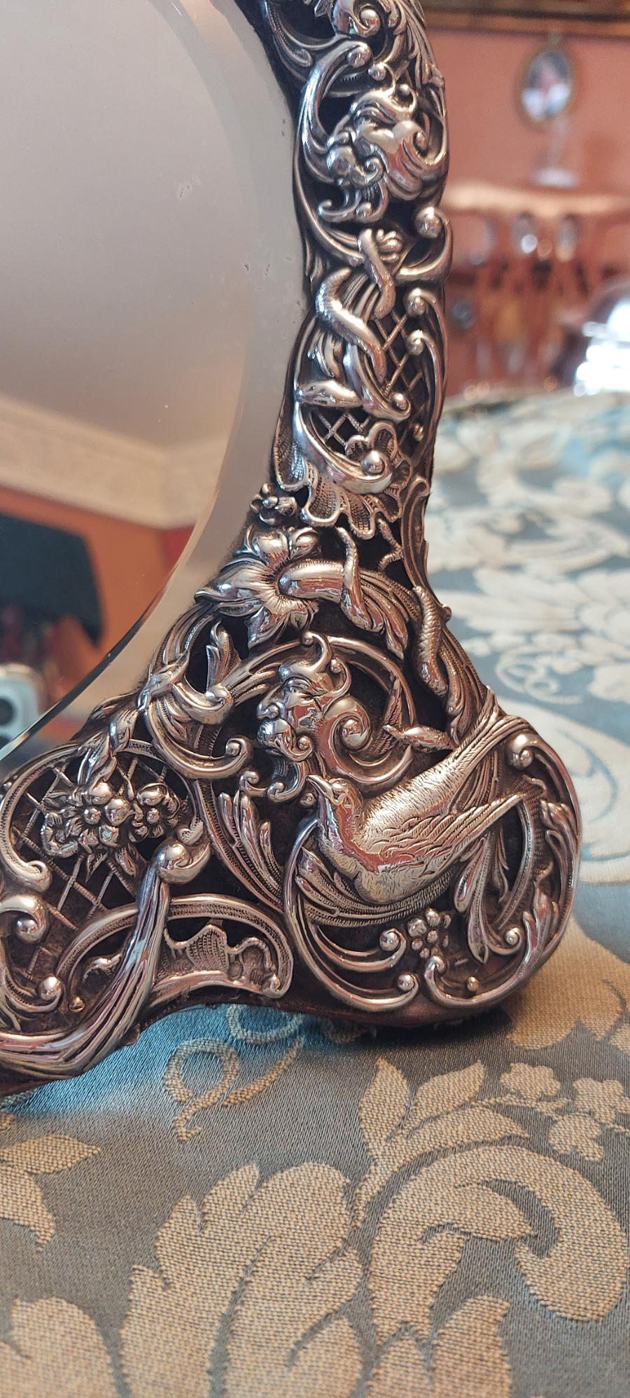 1896 Antique British William Comyns Silver Dressing Table Mirror