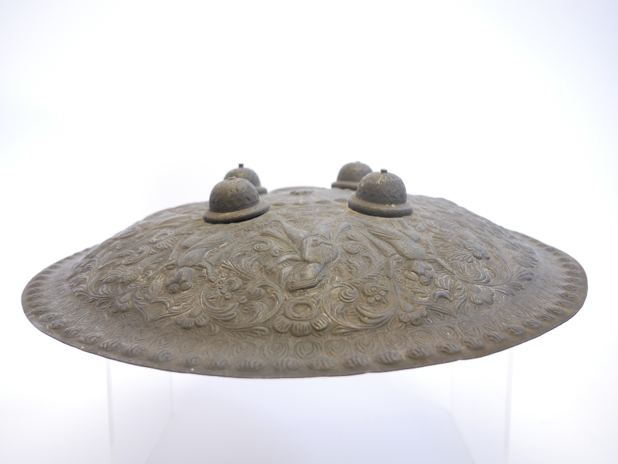 Explore our range of 18th/19th century Indo/Persian Dhal shields. Adorned with floral designs and crescent moon motifs. Perfect for history enthusiasts. Shop now!