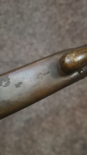 1900 dated Martini Enfield bayonet. WD marked, inspected by Enfield. With scabbard.