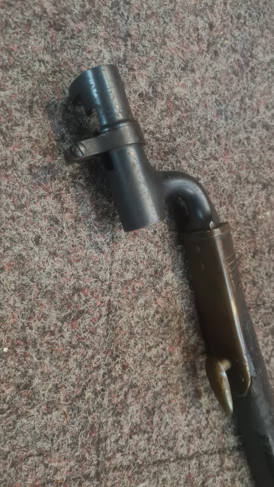1900 dated Martini Enfield bayonet. WD marked, inspected by Enfield. With scabbard.