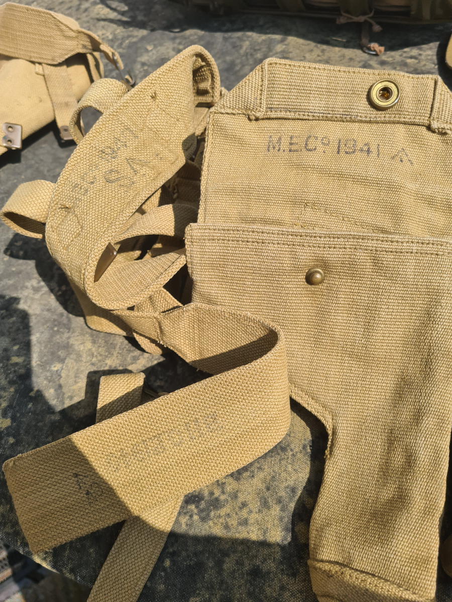 Discover original 1940 dated M.E.C officers webbing with essential accessories. Owned by Capt Hesketh. Order now for this piece of history!