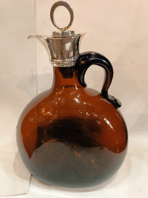 19th C Claret Jug/Flagon With Silver Top Hallmarked " 1862"