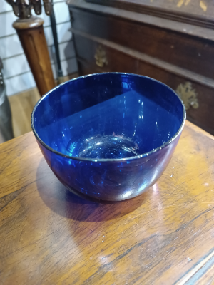 19th Century Bristol Blue Finger Glass Bowl