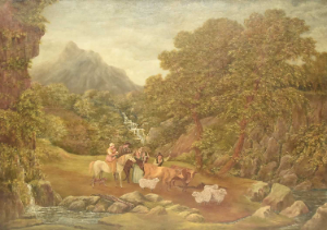 Very Large 19th Century Norfolk School Country Scene Oil Painting