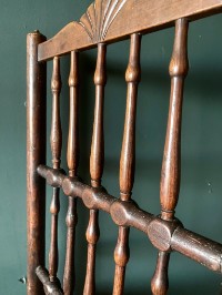 2 x Antique Pair 18thC Rail Back Rush Seat Dining Chairs Very Sturdy Good Patina