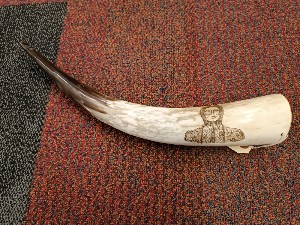 Discover unique 20th century Scrimshaw art at our store! This vintage bison hunting scene is a perfect addition to any collection. Admire its fine detail. Shop now!