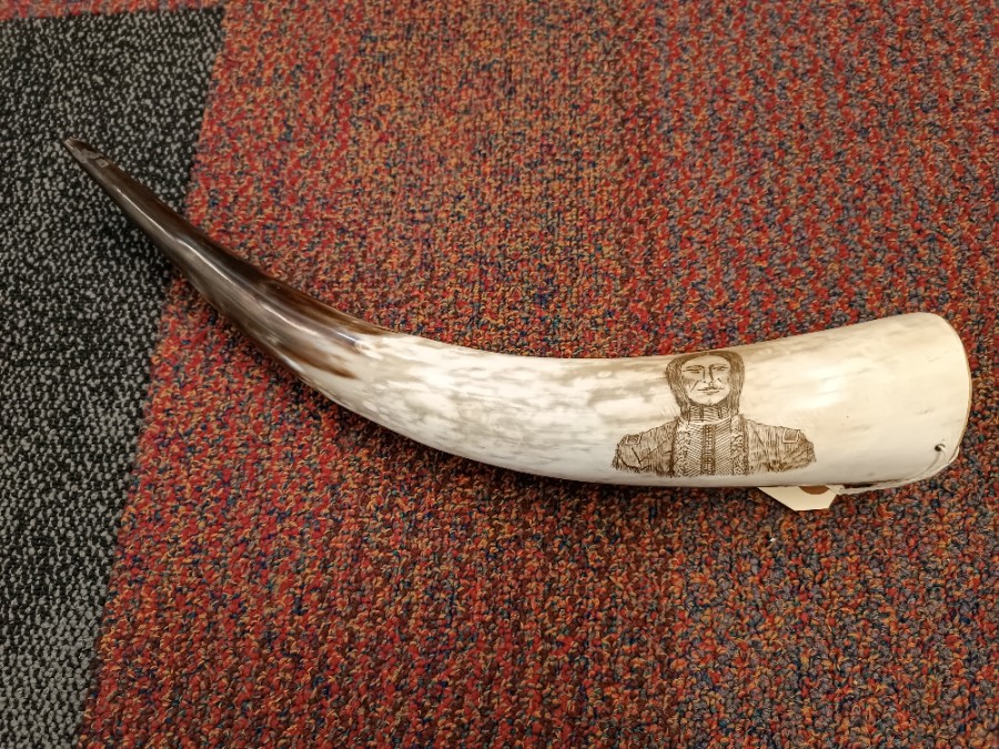 Discover unique 20th century Scrimshaw art at our store! This vintage bison hunting scene is a perfect addition to any collection. Admire its fine detail. Shop now!