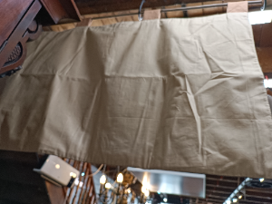 A 20th century Tapestry depicting a couple in ideallic landscape with lining.  It has loops on top for hanging on the wall.  Size 120 x 65 cm.