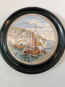 20th Century Prattware Pottery  Pegwell Bay With Wooden Frame