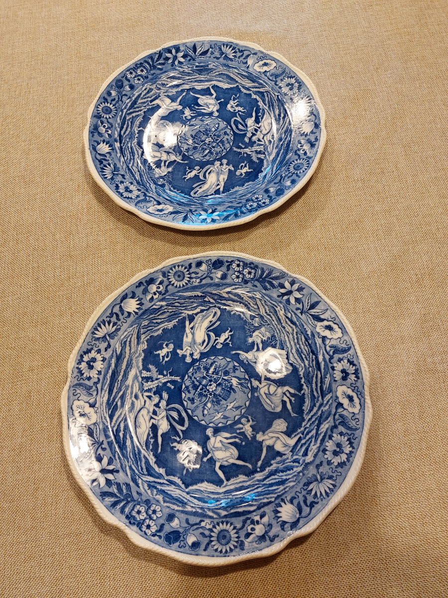 Copeland Spode Blue And White Love Chase Pattern Plates
