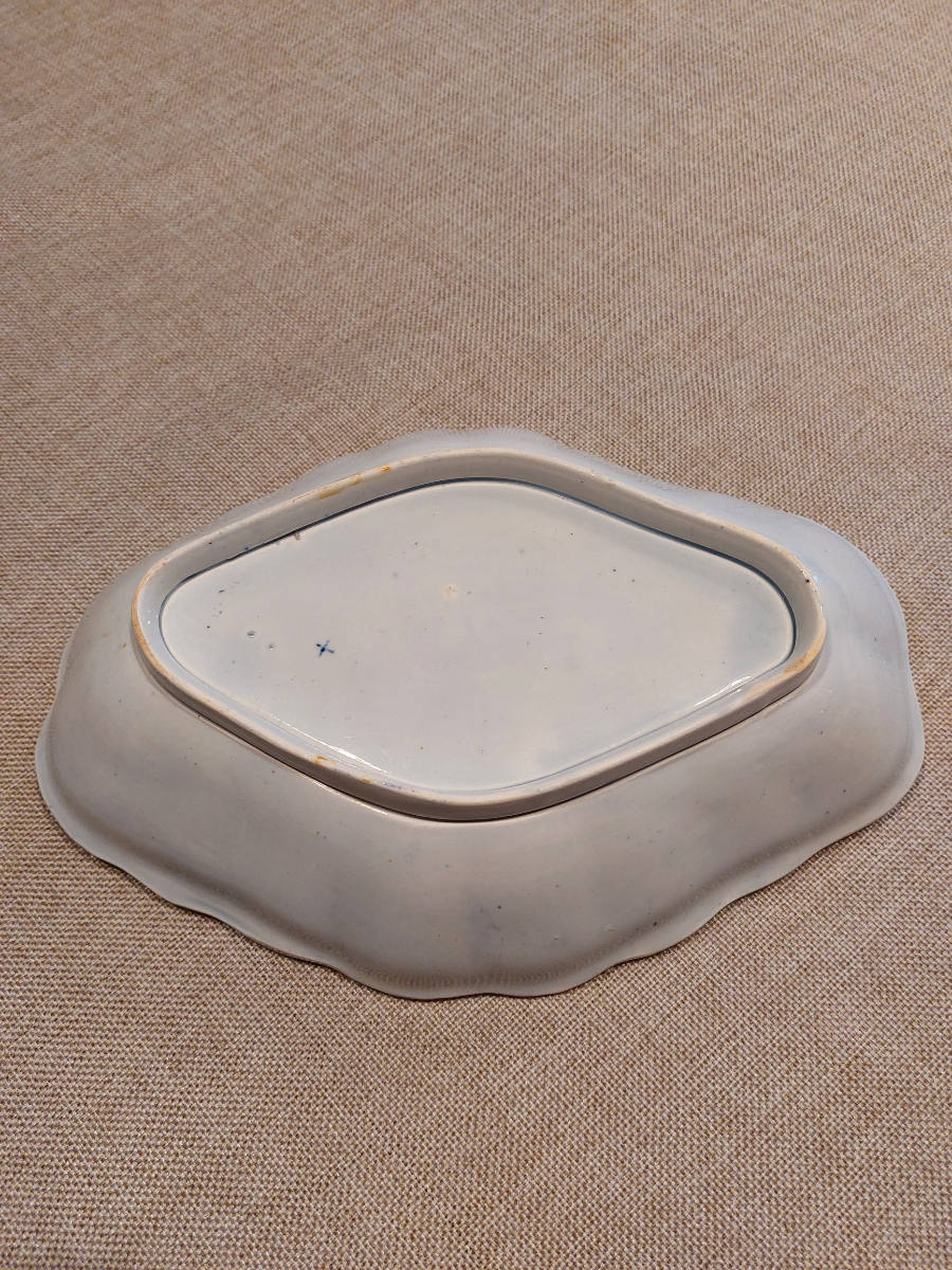 Early Pearlware Blue And White Willow Pattern Dessert Dish