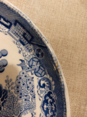 Blue And White Willow Pattern Cake Or Cheese Stand