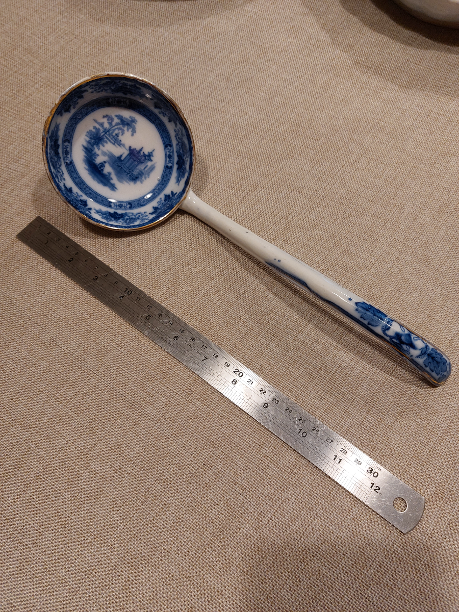 Blue And White Transferware Large Ladel