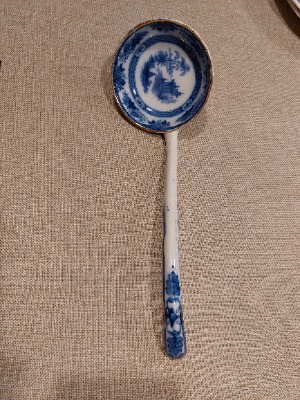 Blue And White Transferware Large Ladel